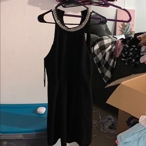 Classy high neck jeweled mini dress